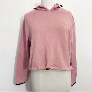 VS PINK cropped hooded heather pullover sweatshirt drawstring bottom and neck M